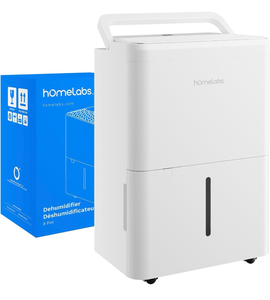 lot 17490 image: hOmeLabs Dehumidifier - Advanced Humidity & Moisture Control, Quiet, Efficient, Auto Shut-off, Ideal for Home, Basement, Office - 1,800 Sq Ft Wi-Fi (8 Pint MAX 24 Pint at 95°F, 90% RH) - Retail $199