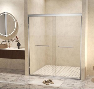 44 in.-48 in. W x 72 in. H Double Sliding Framed Shower Door in Brushed Nickel with 1/4 in. (6 mm) Clear Tempered Glass *Retails $349*