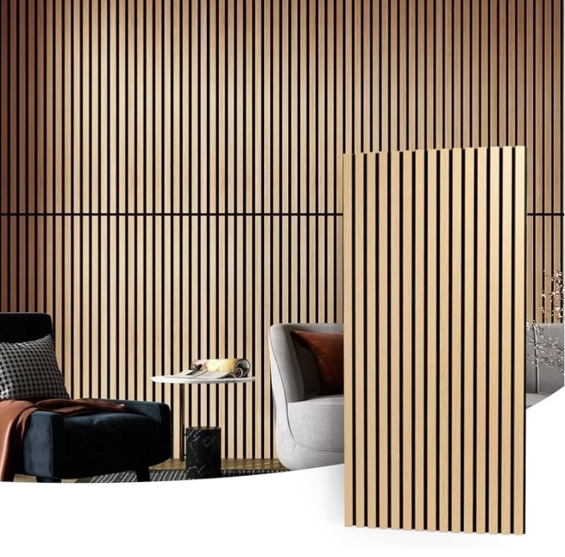 lot 147 image: 2 x 4 Quality Acoustic Wall Slat Panel Natural Wood Design - Light Color