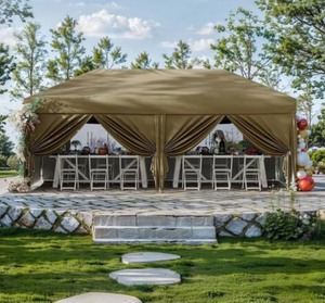 20 ft. x 10 ft. Instant Pop Up Canopy Tent Sun Shelter in Brown with 6 Removable Sidewalls and Adjustable Height *Retails $195*
