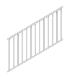 lot 112 image: Traditional 6 ft. x 36 in. (Actual Size 67-34 x 33 14 in.) White PolyComposite Vinyl Stair Rail Kit without Brackets