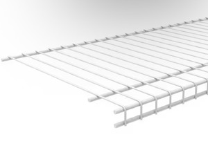 lot 118 image: Large SuperSlide 96 in. L x 12 in. D White Wire Closet Shelf - Sm shipping blemishes on edges