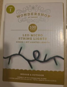 lot 42728 image: Wondershop Green LED Micro String Lights - 100 Count