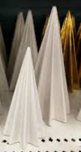 lot 42734 image: 3-White and green Modern Decorative Cone Trees