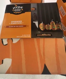 lot 42762 image: Hyde and Eek Halloween Glow-in-the-Dark Shower Curtain