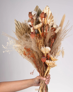 lot 42870 image: Two Dried Pampas and Cotton Flower Bouquet