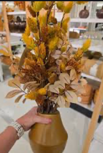 lot 42876 image: Threshold Autumn Hops Arrangement with Gold Vase
