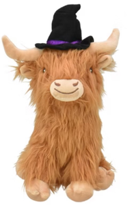 lot 42895 image: Halloween Highland Cow Plush with Witch Hat