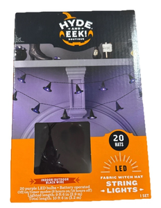 lot 42918 image: Hyde and EEK Witch Hat LED String Lights - 20 Count
