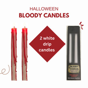 lot 42922 image: Bleeding Taper Candles and holder- Halloween Decor