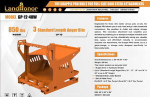 lot 5003 image: LandHonor Grapple PRO GP-12-48W Skid Steer Attachment