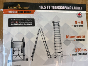 lot 5045 image: Landhonor 16.5 Telescoping Extension Ladder   LHR-TL638