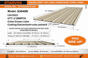 lot 6103 image: 200 pcs - 10ft Long Corrugated Steel Panels S3048D -Unused