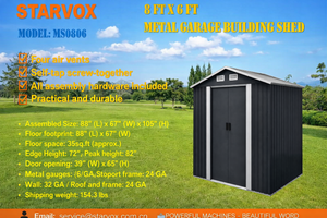 lot 6110 image: 8ft x 6ft Metal Garage Building Shed - MS0806 (unused)