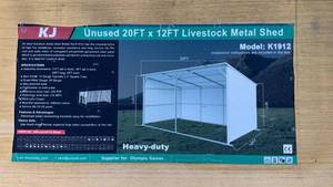 lot 6331 image: K1912 - 20ft x 12ft, Heavy-Duty Livestock Metal Shed Kit - Unused
