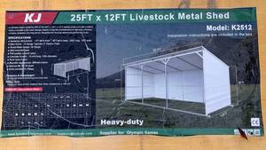 lot 6341 image: K2512 - 25ft x 12ft, Livestock Metal Shed - Unused