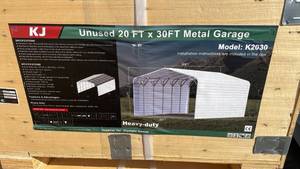 lot 6346 image: K2030 - 20ft x 30ft, Heavy-Duty Metal Garage Kit - Unused