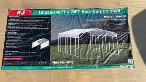 lot 6400 image: K4020 - 40ft x 20ft, Heavy-Duty Steel Carport Shed - Unused