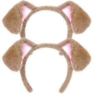 lot 15566 image: Tiny Chou Dog Ears Headband, Animals Ears Headband, Fluffy Puppy Cosplay Costume Headwear for Halloween Cosplay, 1pcs Brown - Retail $18