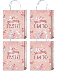 lot 15577 image: Rose Gold 10th Birthday Goodie Bags, 13  Pcs Party Favor Bags for Double Digits Birthday Girl Decorations, 10 Year Old Goodie Bags - Retail $17