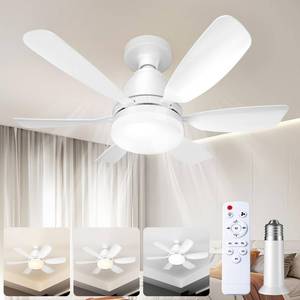 lot 15582 image: Socket Fan Light Ceiling Fans with Lights and Remote, Dimmable LED 3 Colors 3000K-6500K, 1556 Lumens Light Bulb Screw in Ceiling Fan for Bedroom, Kitchen, Living Room, Closet - Retail $20