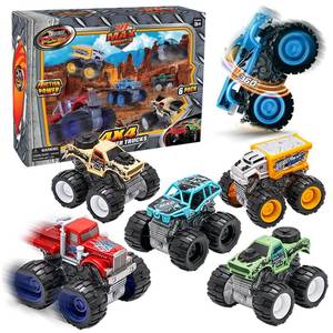 lot 15583 image: Team Power Monster Trucks Toys for Boys and Girls, 4-Wheel Drive Friction Powered 6-Pack Push and Go Toy Cars with Giant Wheels, 360° Crazy Stunts, Age 3, 4-7 and Above Amazon Exclusive (6 Pack) - Retail $30