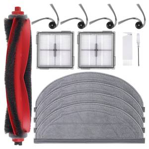 lot 15585 image: 13 Packs Q10S5 Accessories Kit Replacement Compatible with Roborock Q10 S5  Q10 S5 Plus Robot Vacuum, 1 Main Brush, 4 Mop Cloth Pads, 4 Side Brushes, 2 HEPA Filters, 1 Cleaning Tool, 1 Screwdriver - Retail $20