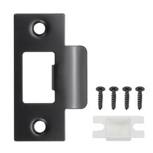 lot 15588 image: 2-34 Door Lock Strike Plate,1 Pcs Stainless T Strike Deadbolt Strike Plate, Door Backplate with Screw for Interior Exterior Door Use(Large Hole), Black - Retail $7