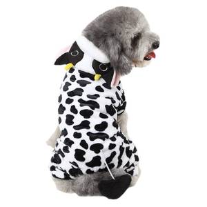 lot 15601 image: Dog Cow Costume �� Funny Halloween Dog Farm Animal Costume Cow Cosplay Outfits, Winter Warm Milk Pajamas for Small Medium Dogs, Adorable 4 Legs Velvet Farm Costumes Hoodie Coat Pajama,  - Retail $7