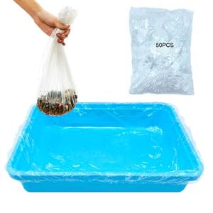 lot 15606 image: Disposable Small Animal Cage Liners, 50 PCS Rabbit litter box Liners Pet Tray Film Liner Small Animal Litter Pan Bags Pet Toilet film Cover for Bunny Bird Chinchilla Hedgehog Hamster Ferret (24 in) - Retail $10