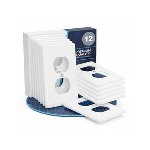 lot 15608 image: Bates- Duplex Receptacle Outlet Wall Plate, 4.5 x 2.75Standard Size, 12 Pack, White, Bulk 1-Gang Electrical Outlet Covers, Impact Resistant, UV Protection - Retail $6