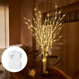 lot 15611 image: Lighted Birch Branches 32IN 100 LED with Timer Battery Operated, Artificial Tree Branch with Warm, Willow Branch Lights for Home Bedroom Fireplace Christmas Holiday Decoration - Retail $33