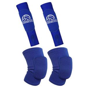 lot 15635 image: 2 Pieces Volleyball Accessories Including Volleyball Knee Pads and Arm Sleeves with Protection Pads and Thumb Hole for Women Girls Teens (Blue) - Retail $12