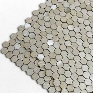 lot 15641 image: Kitchen Backsplash Tiles Peel and Stick Hexagon Penny Tile, Small Mosaic for Stove Backsplash(10pcs,Champagne Silver)