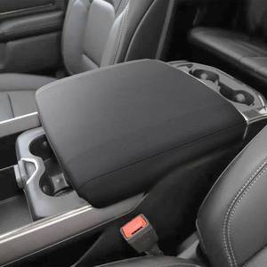 lot 15655 image: Center Console Cover for 2019-2025 2026 Ram 1500 2500 3500 Accessories Neoprene Armrest Cover Soft Cozy Protector Interior (Bucket Seat Only) - Retail $23