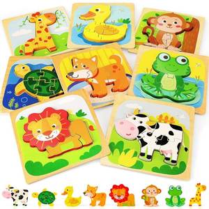 lot 15656 image: TOY Life Wooden Puzzles for Toddlers 2-4, Montessori Toys for 1 2 3 Year Old Boys Girls, Animals Puzzles Educational Learning Toys 2 Year Old, Birthday Gifts Toy for Girl Boy 6M - Retail $23