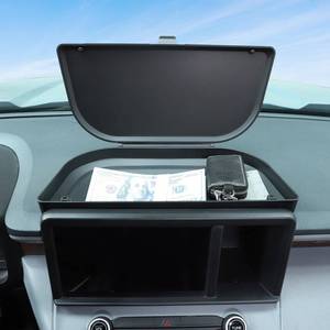 lot 15671 image: Car Center Console Dash Organizer Tray Compatible with Ford Maverick 2022 2023 2024, Pickup Dashboard Navigation Screen Rear Storage Box with Lid Cover Interior Storage Expansion Accessories - Retail $30