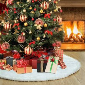 lot 15675 image: Christmas Tree Skirt - 48 Inches White Christmas Tree Skirt, High-End Soft Classic Fluffy Faux Fur Tree Skirt for Xmas Tree Decorations and Ornaments - Retail $16