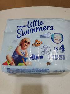 lot 15677 image: Huggies Little Swimmers Disposable Swim Diapers, Size 4 (24-34 lbs),  (1 Packs of 18) - Retail $20