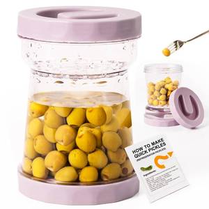 lot 15686 image: Pickle Jar With Strainer Flip, 38oz Pickle Container, Pickle and Olive Hourglass Jar, Flip Pickle Jar Juice Separator Jar with Airtight Lid for JalapenoGherkin, BPA Free - Retail $12