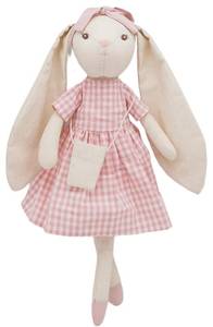 lot 15687 image: 15 Bunny Stuffed Animal for Girls, Plush Toy Doll -Wearing Pink Plaid Dress, Cute Doll - Gift for Little Girl, Birthday, Easter, Christmas - Retail $28