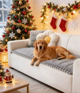 lot 15705 image: Couch Cover for Dogs Washable, Non Slip Funny Pet Couch Covers Sofa Slipcovers Cushion Mat, Plush Soft Cozy Pet Friendly Furniture Protector, All Seasons (Gray, 23.6 x 47.2) - Retail $24