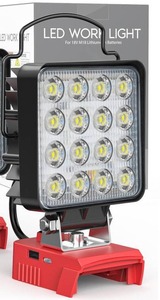 1PCS Cordless LED Work Light Compatible with Milwaukee 18v Battery,112W 11200 Lumens Battery Powered LED Flood Light Only, with USB & Type-C Charging for Emergency, Workshop, Outdoor - Retail: $36