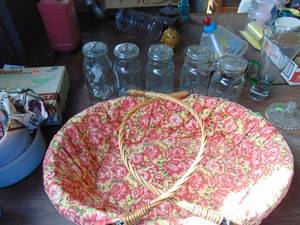lot 2528 image: Basket with Vintage Jars