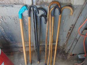 lot 2565 image: Selection of Walking Canes - Green Handle