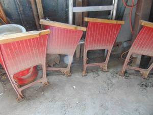lot 2572 image: 5 Metal Stadium Seat Ends - Repurpose