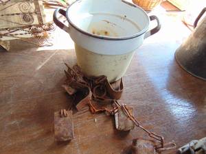 lot 2586 image: Enamel Ware Container and Hobblers