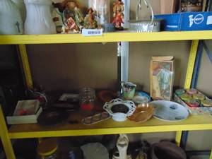 lot 2648 image: Contents of Shelf -Brass Dish