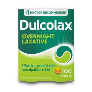 lot 2603 image: Dulcolax Stimulant Laxative Tablets, Predictable & Effective Constipation Relief, Relieves Straining & Bloating, Bisacodyl 5 mg, 100 Count (EXP 32028) - Retail $18