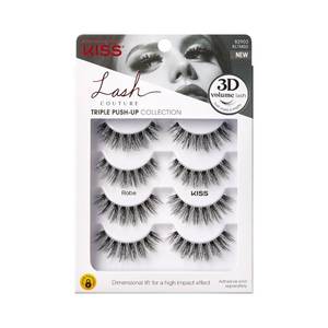 lot 2612 image: KISS Triple Push-Up, False Eyelashes, Robe, 12mm, Includes 4 Pairs Of Lashes, Easy to Apply, Reusable Lash Clusters - Retail $9
